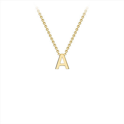 9K Yellow Gold 'A' Initial Adjustable Necklace 38cm-43cm