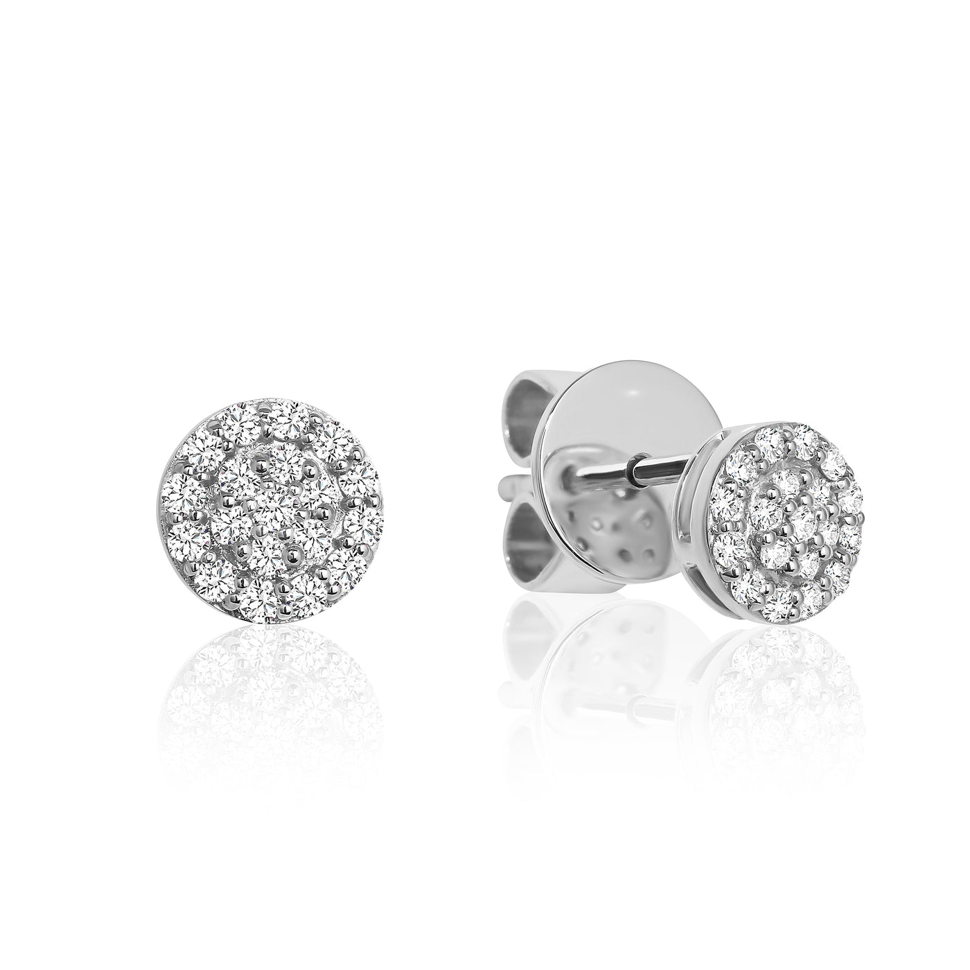 9ct white gold Diamond Cluster Earrings.