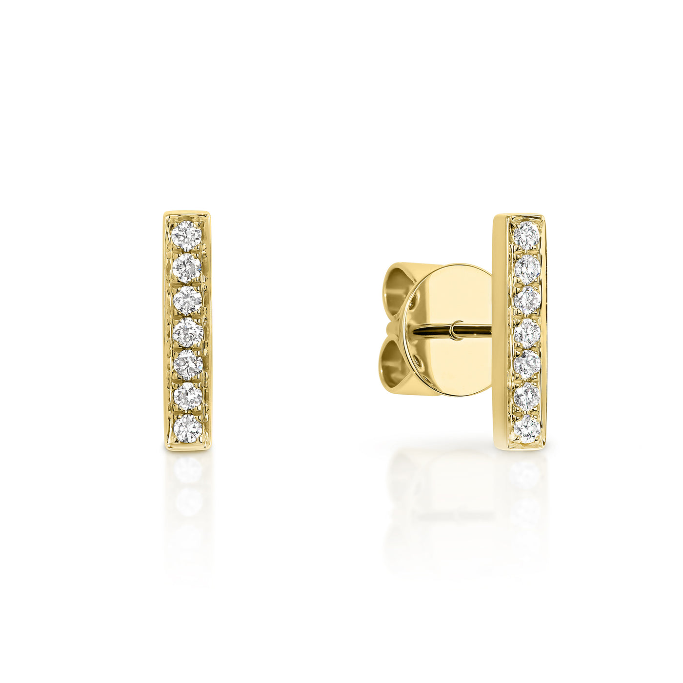 9ct yellow gold Diamond Bar Earrings.