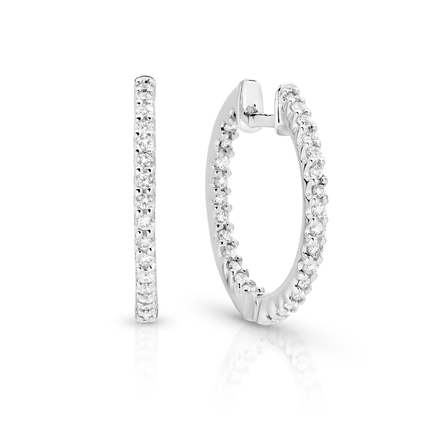 14ct white gold Biron Laboratory Grown Diamond Hoop Earrings.